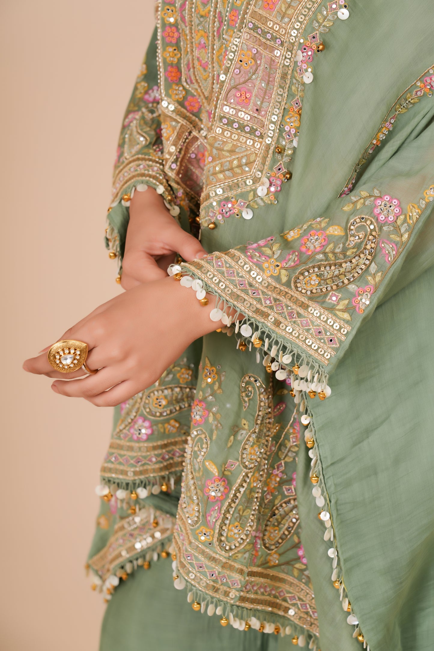 SAGE GREEN INDO-WESTERN SET