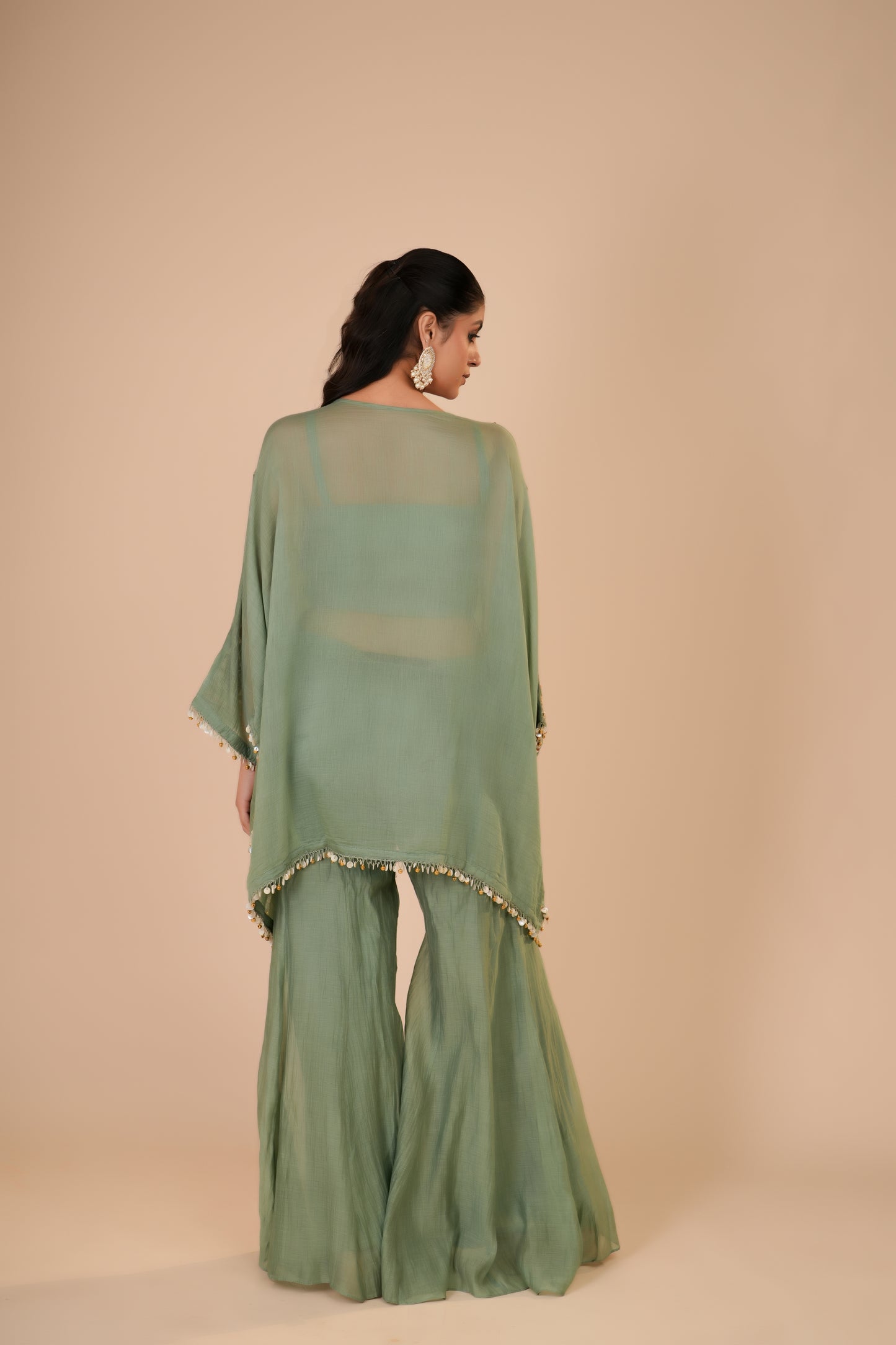 SAGE GREEN INDO-WESTERN SET