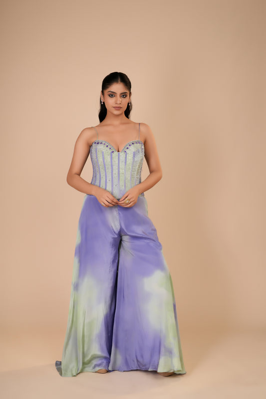 LILAC AND GREEN PALAZZO SET