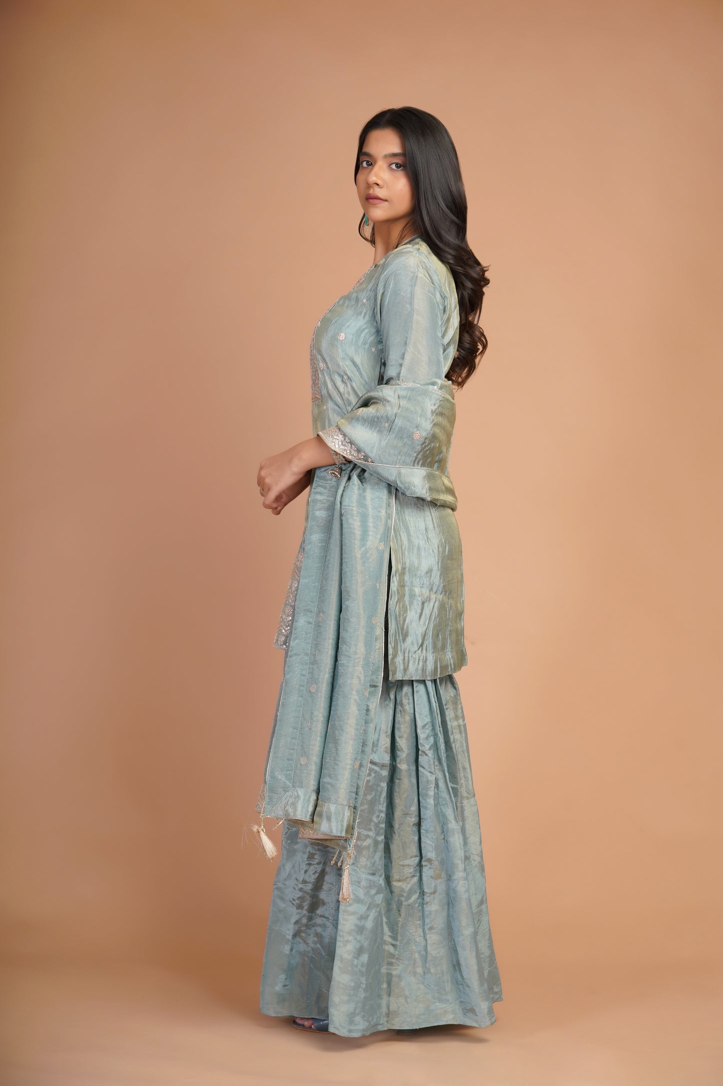 LIGHT TURQUOISE SHARARA SET