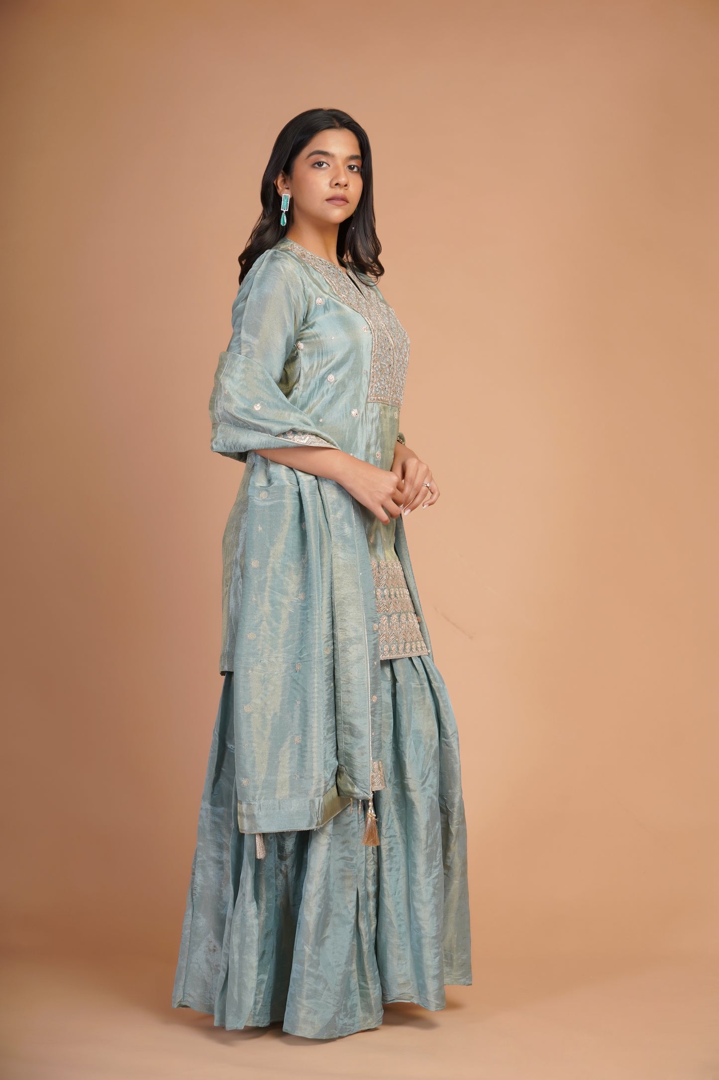 LIGHT TURQUOISE SHARARA SET