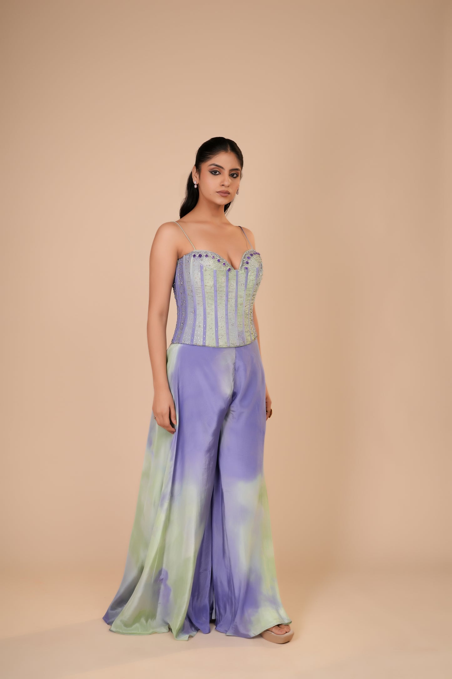 LILAC AND GREEN PALAZZO SET
