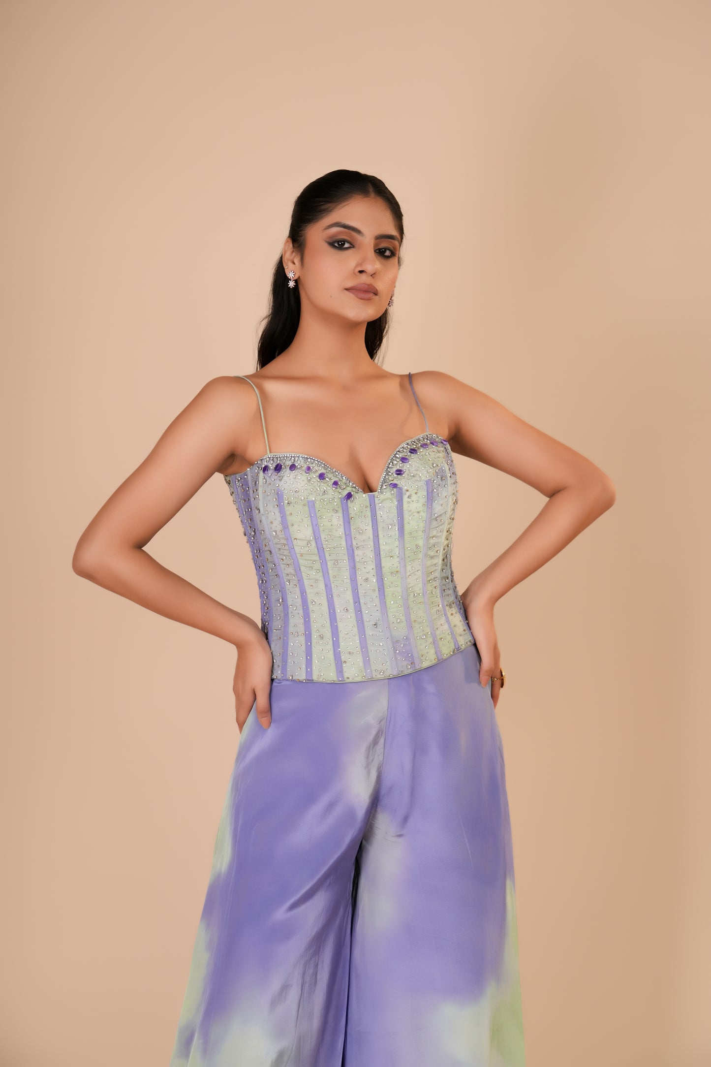 LILAC AND GREEN PALAZZO SET