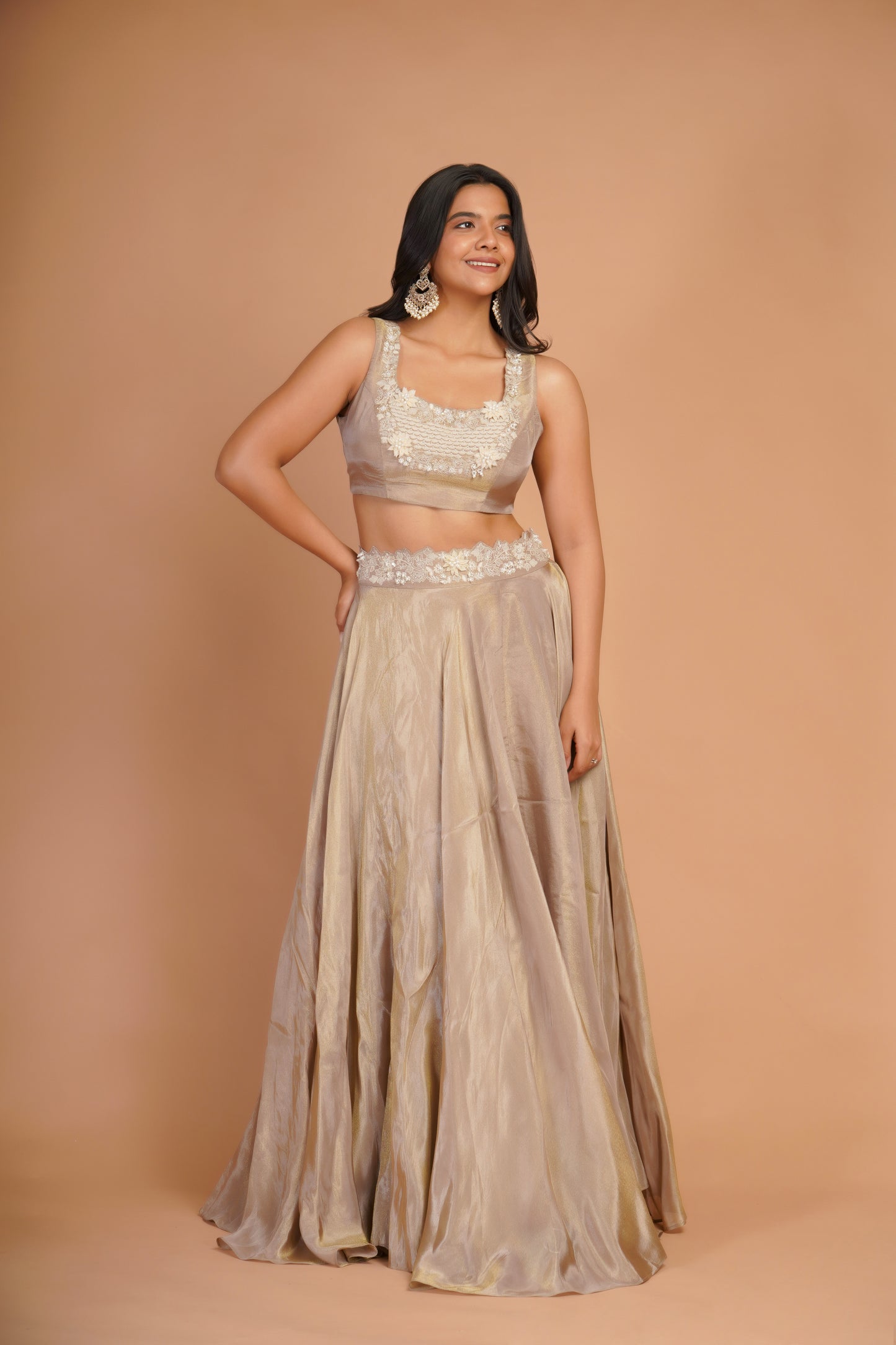 WARM GREY & GREEN INDO-WESTERN SET