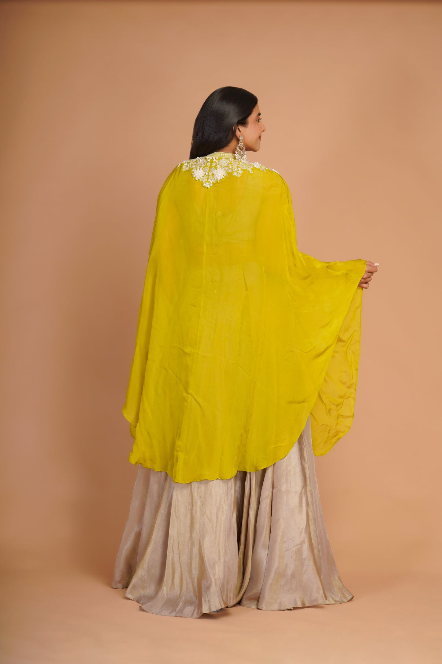 WARM GREY & GREEN INDO-WESTERN SET