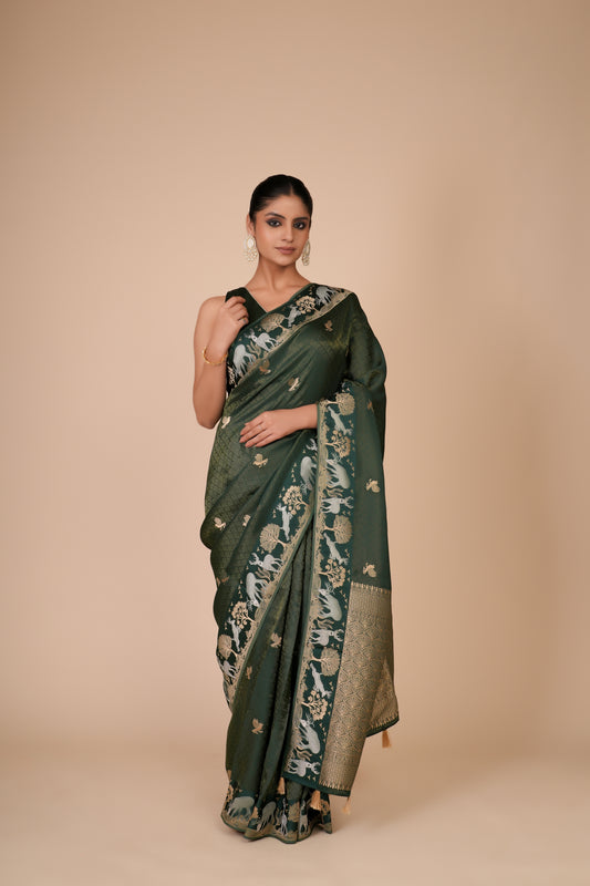 GREEN DOLA SILK SAREE