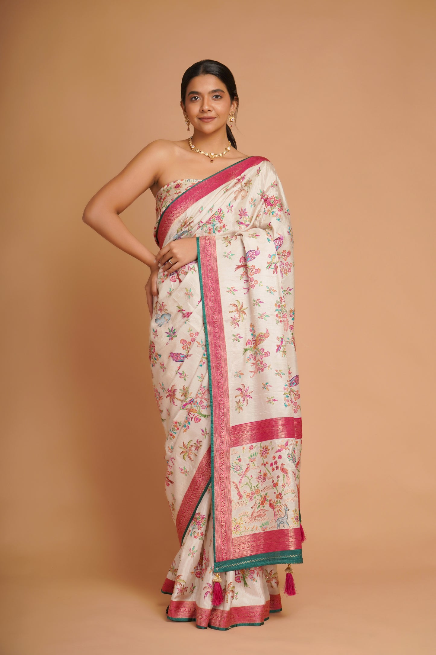IVORY PURE DOLA SILK SAREE