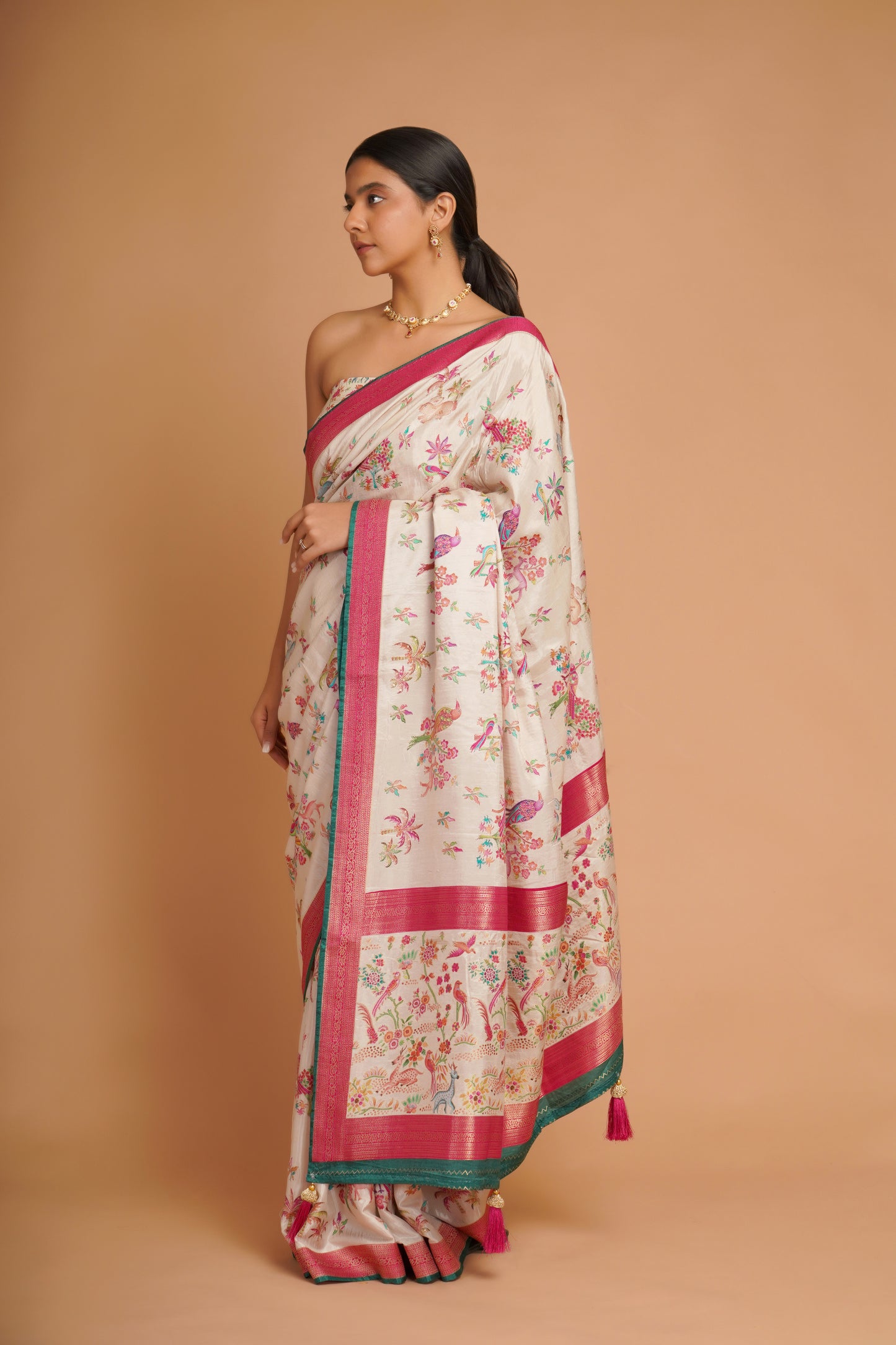 IVORY PURE DOLA SILK SAREE