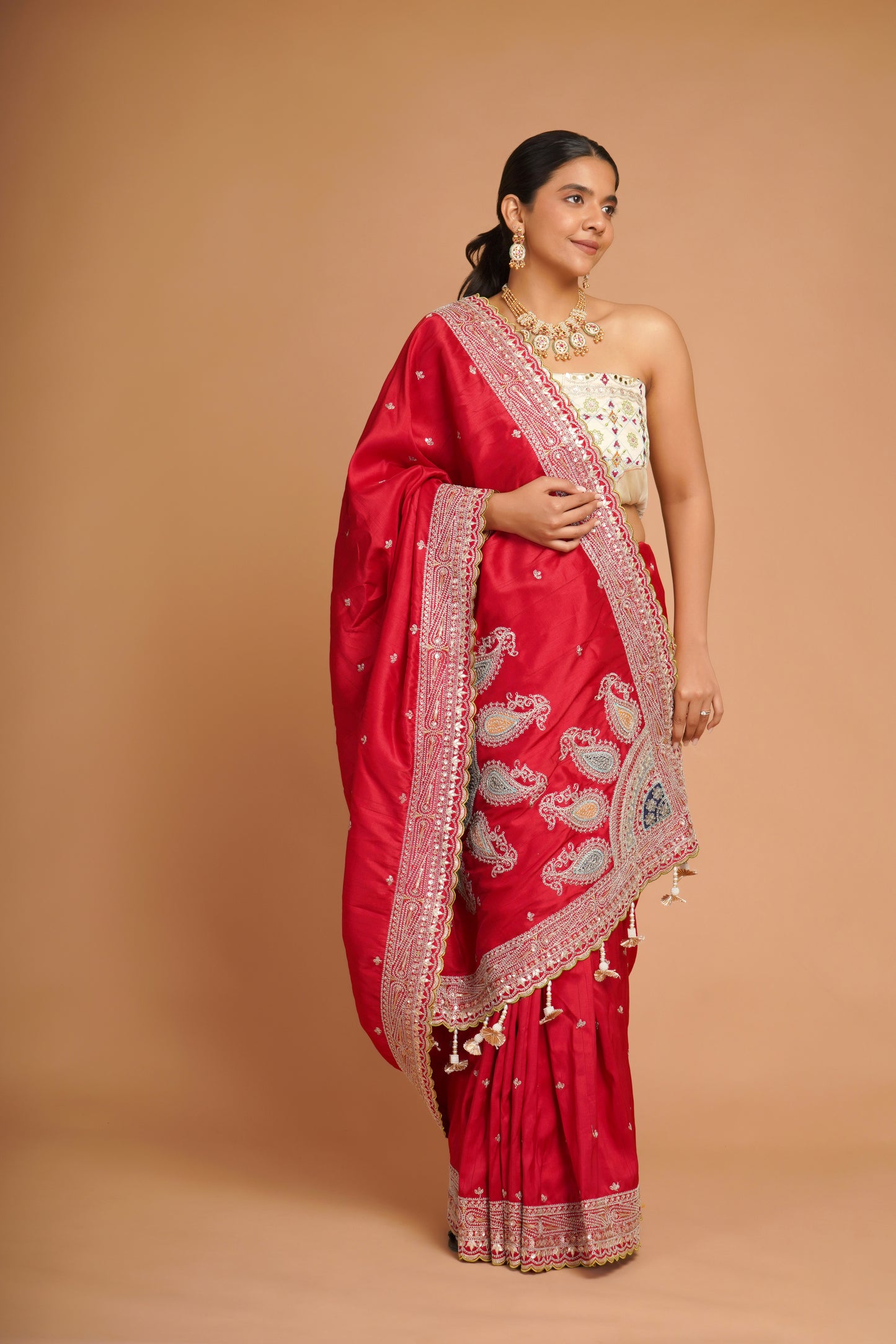 BERRY RED EMBROIDERED SAREE