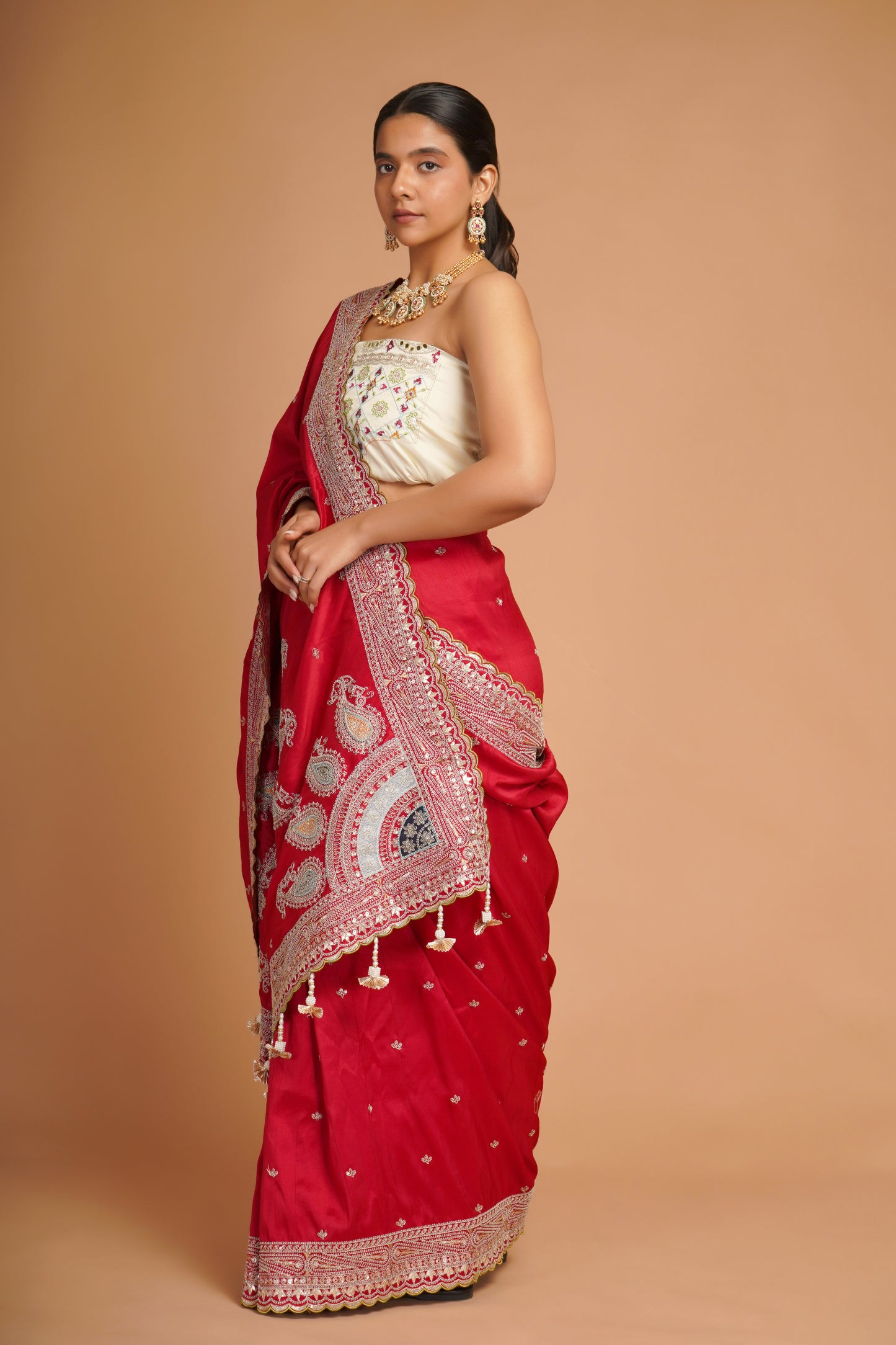 BERRY RED EMBROIDERED SAREE