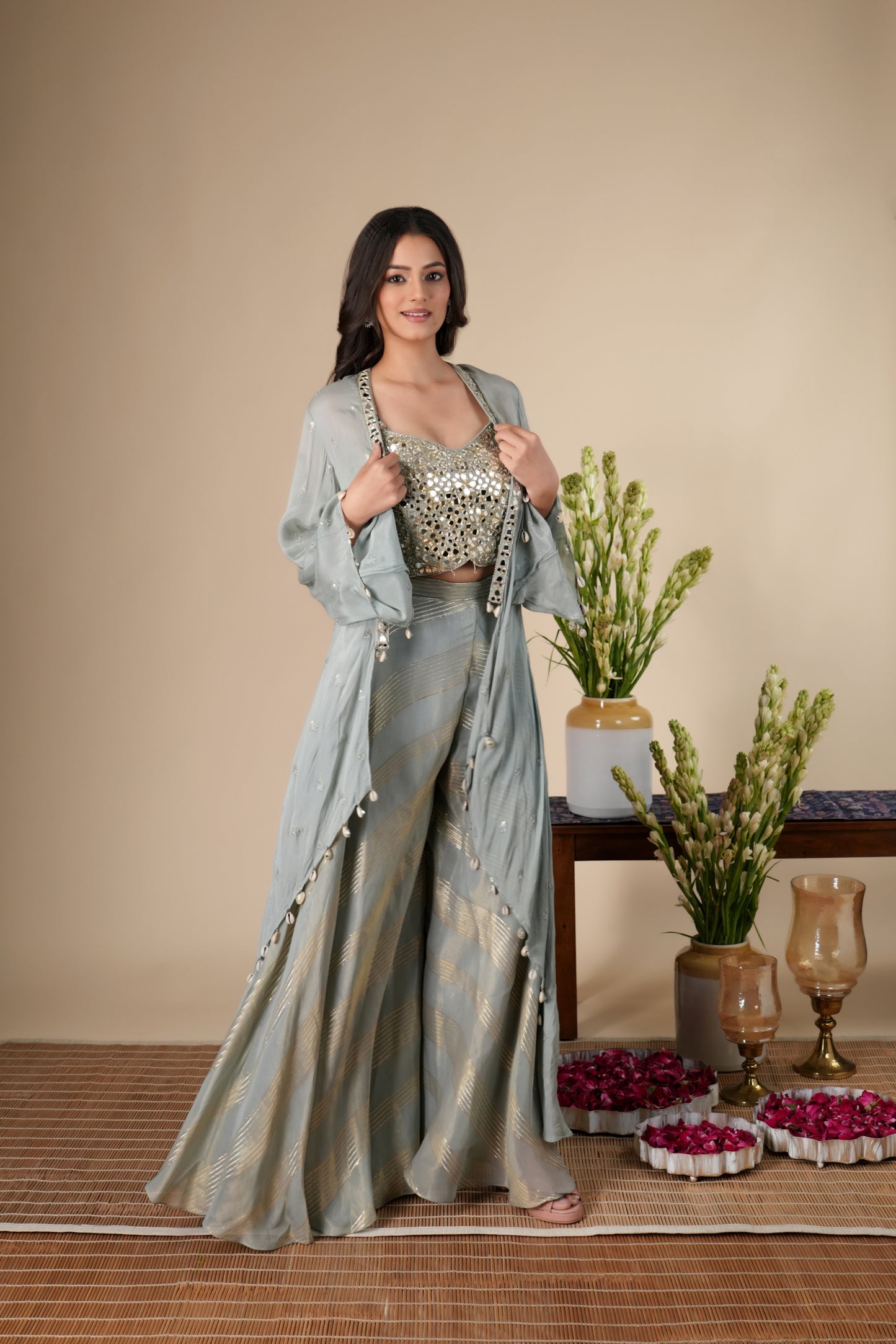 PALE MINT PALAZZO JACKET SET