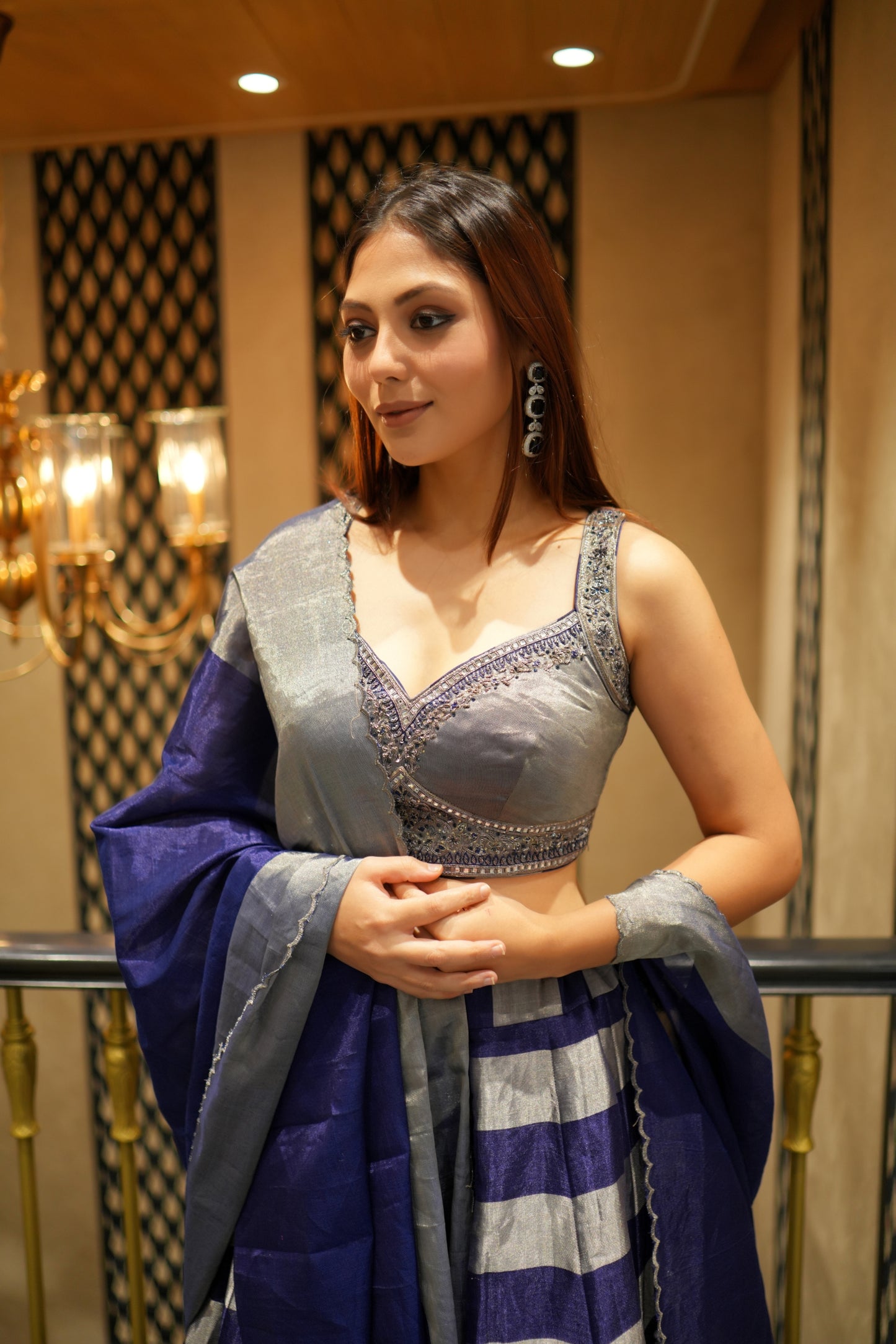 ROYAL BLUE TISUUE SILK LEHENGA