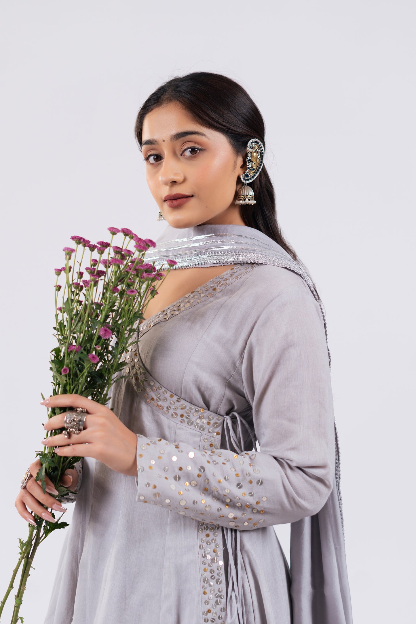 LIGHT GREY ANARKALI SET