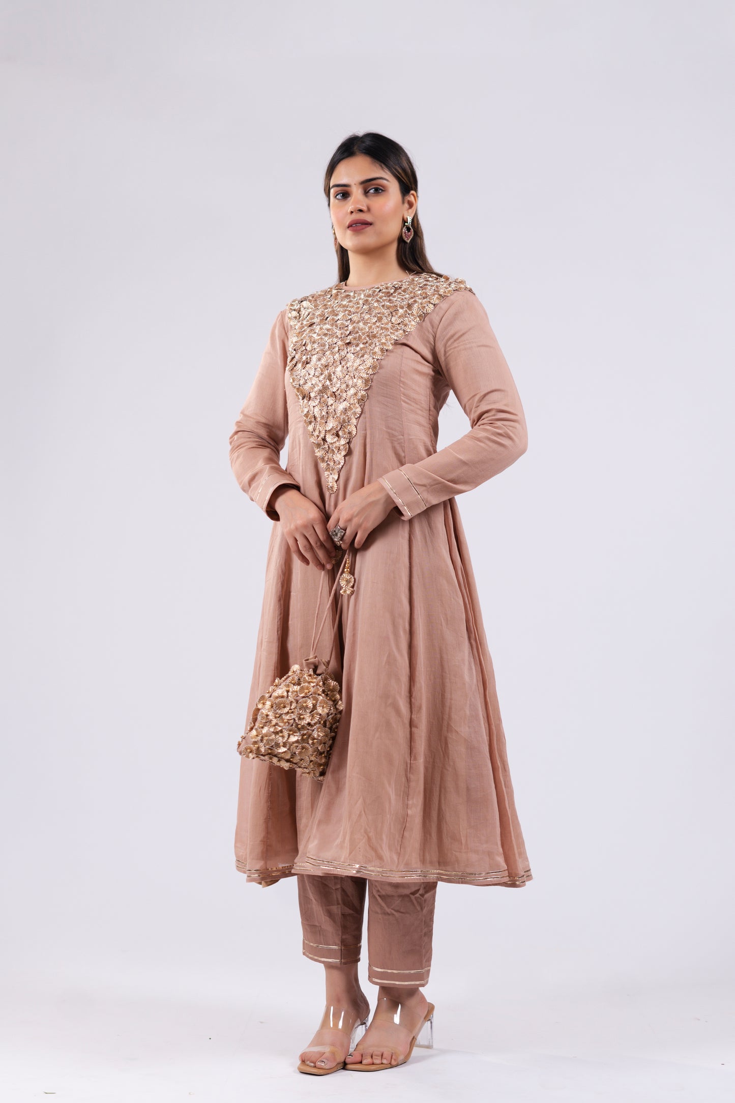 LIGHT BROWN KURTI SET