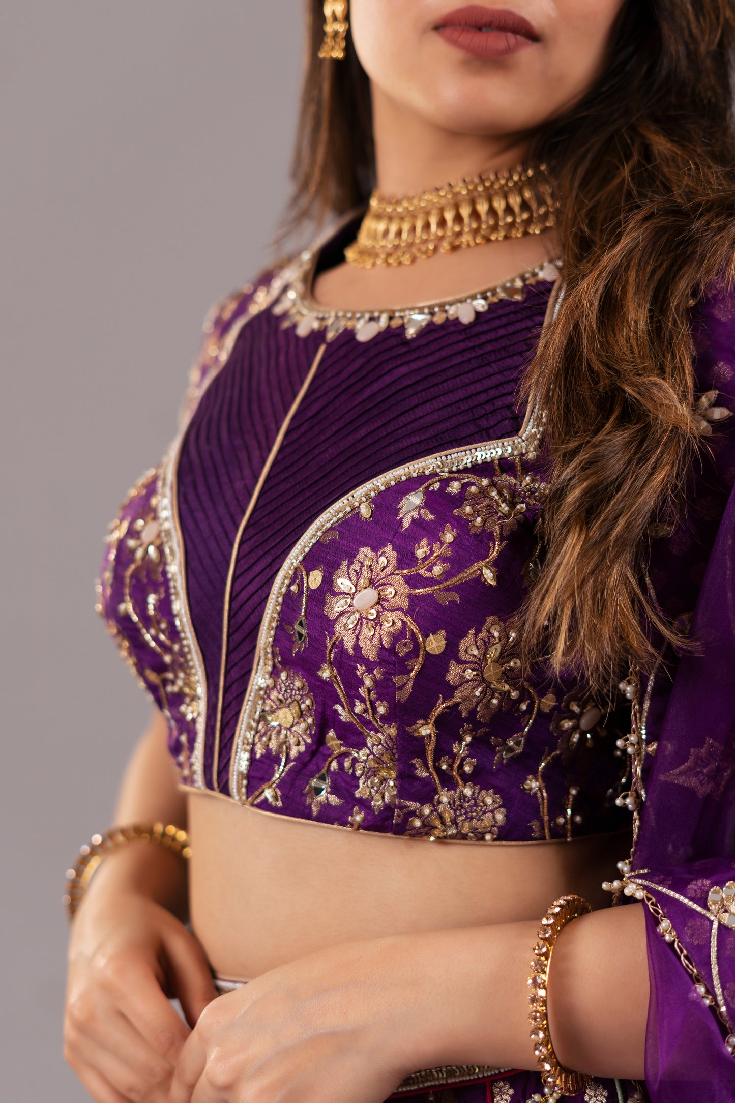VIOLET BROCADE SILK LEHENGA