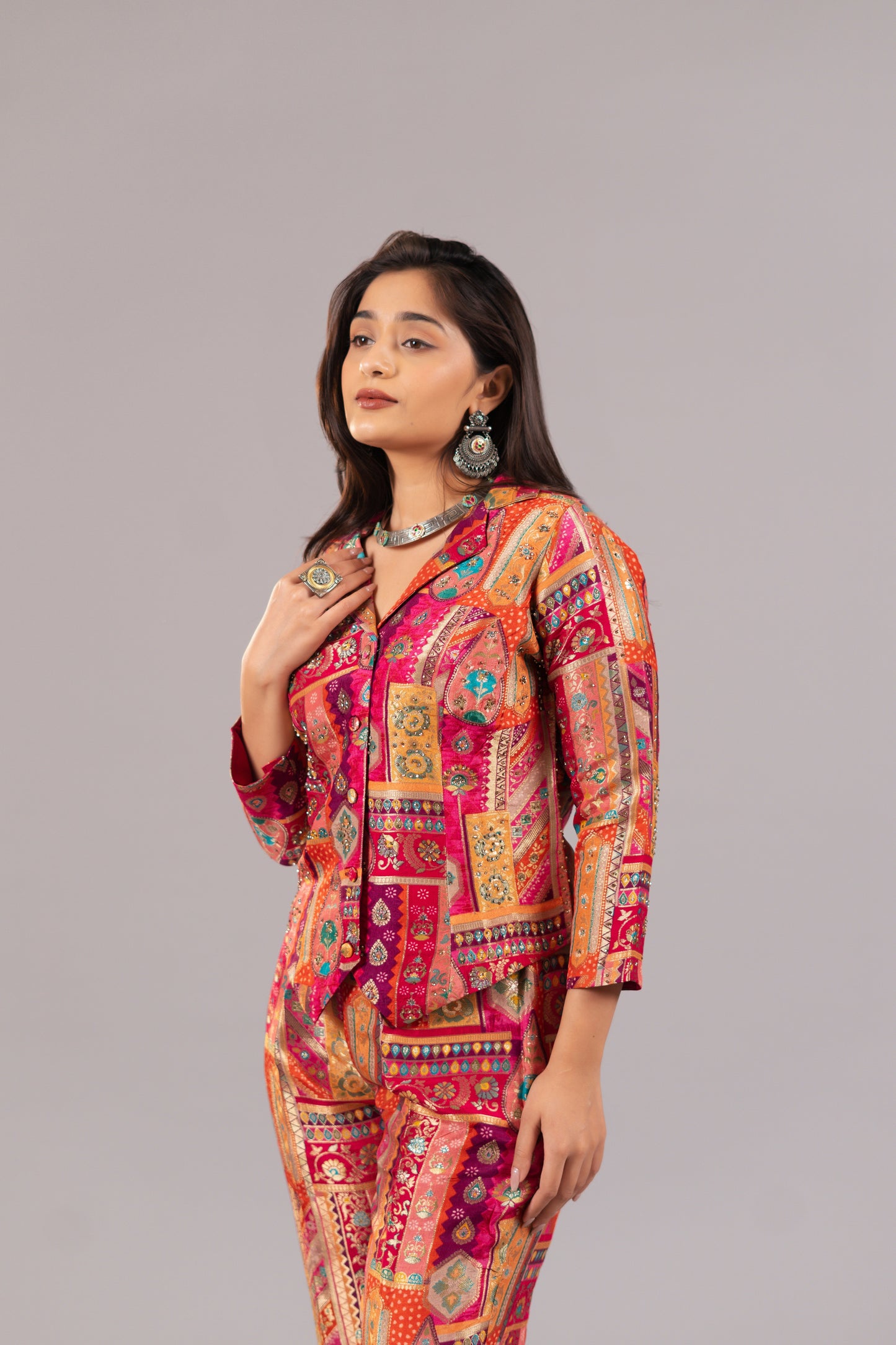 MULTI COLOR BROCADE SILK SUIT SET