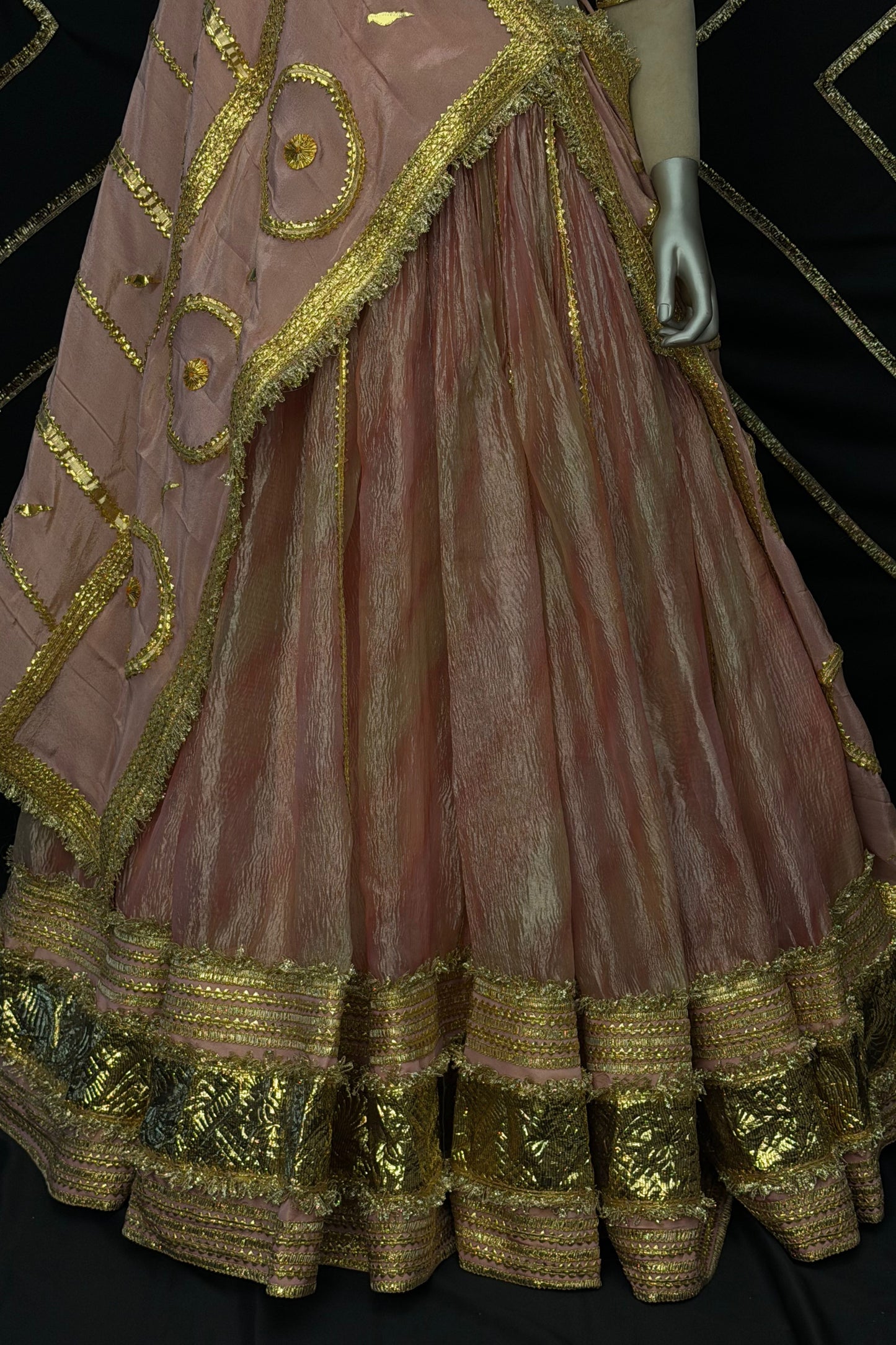 Blush Pink crushed tissue lehenga