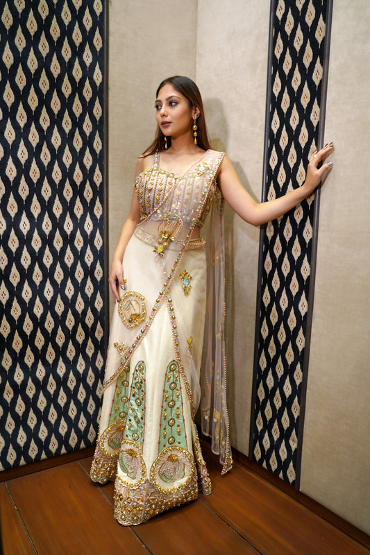 LILAC AND BEIGE PALAZZO SET