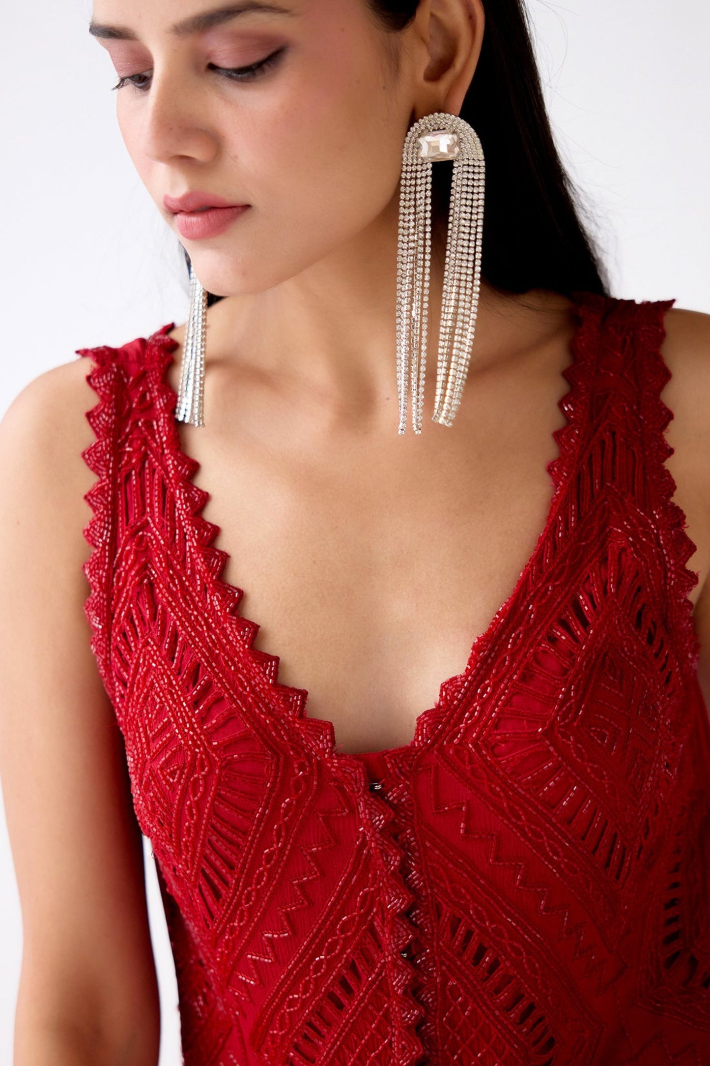 RED EMBROIDERED SHARARA SET