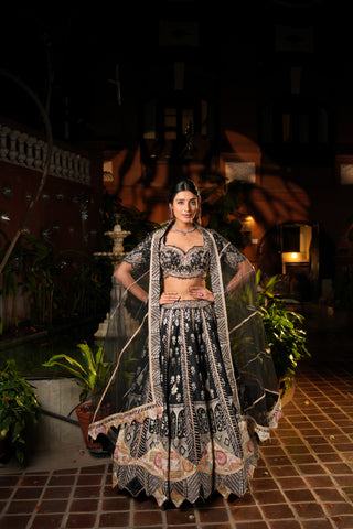 BLACK BANARASI LEHENGA