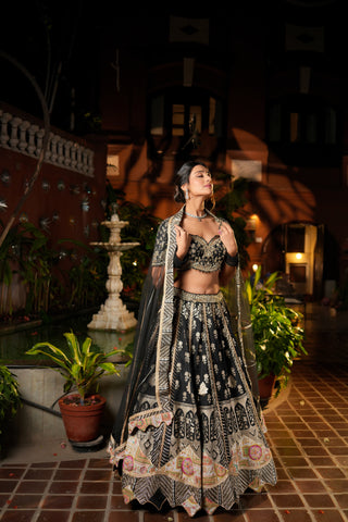 BLACK BANARASI LEHENGA