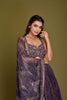 DEEP PURPLE PRINTED LEHENGA WITH MIRROR WORK BLOUSE