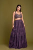 DEEP PURPLE PRINTED LEHENGA WITH MIRROR WORK BLOUSE