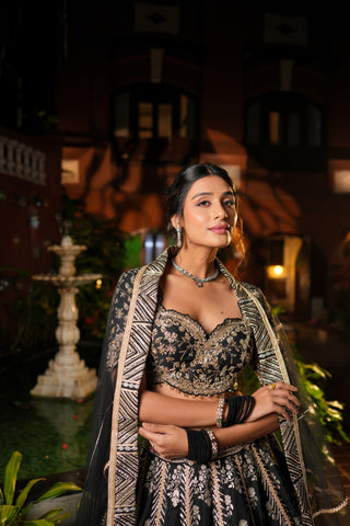 BLACK BANARASI LEHENGA