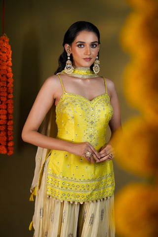 LEMON YELLOW SHARARA SET