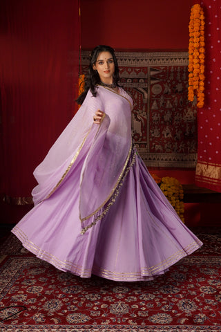 LAVENDER GOTA PATTI EMBROIDERED NAVRATRI LEHENGA