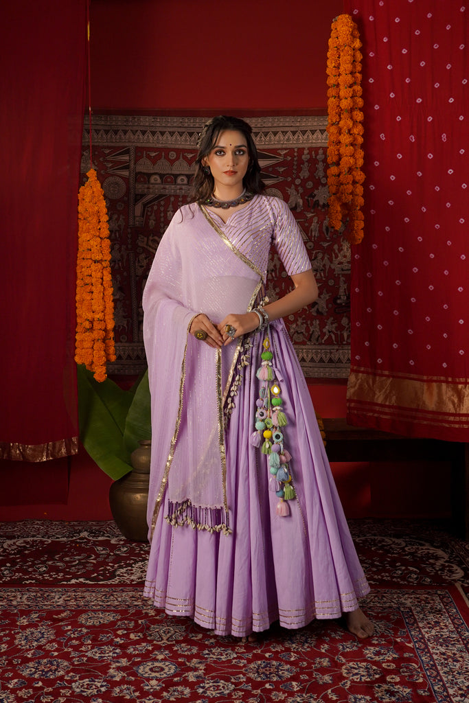 LAVENDER GOTA PATTI EMBROIDERED NAVRATRI LEHENGA