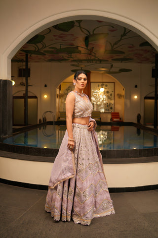 LAVENDER MIRROR EMBROIDERED LEHENGA