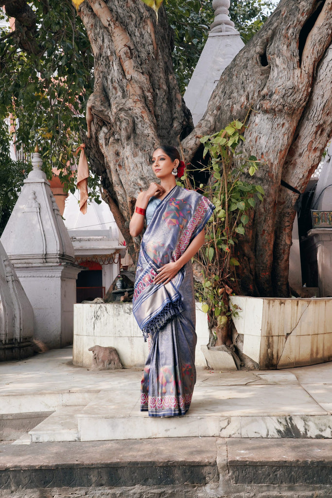 REGAL BLUE TAFFETA SILK SAREE