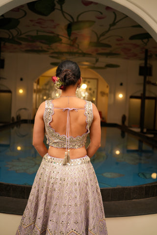 LAVENDER MIRROR EMBROIDERED LEHENGA