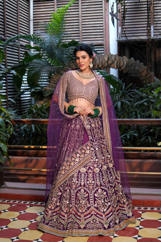 DEEP PURPLE EMBROIDERED LEHENGA