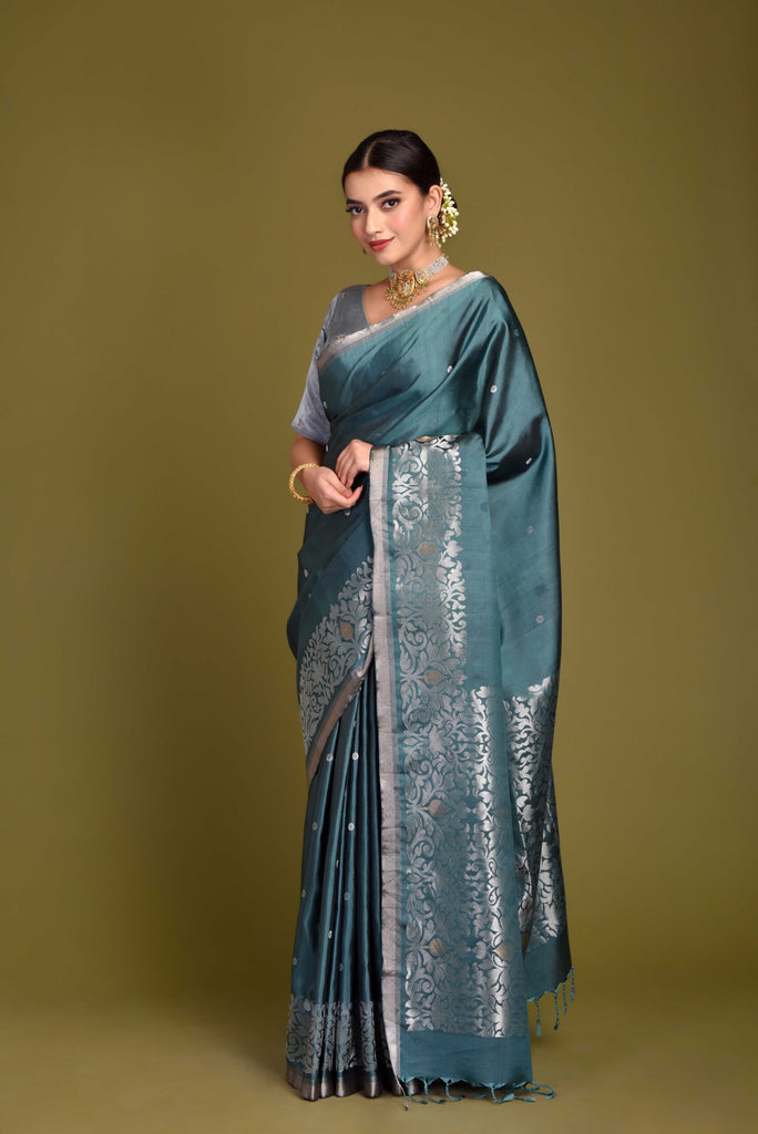 DARK TEAL SOFT SILK SAREE