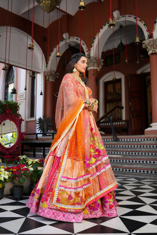 MULTI COLOR EMBROIDERED LEHENGA