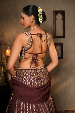 CARAMEL BROWN GEORGETTE LEHENGA alternate