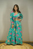 TURQUOISE BLUE FLORAL PRINTED PALAZZO SET