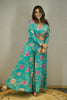 TURQUOISE BLUE FLORAL PRINTED PALAZZO SET