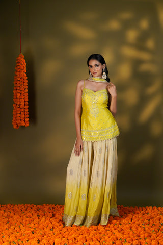 LEMON YELLOW SHARARA SET