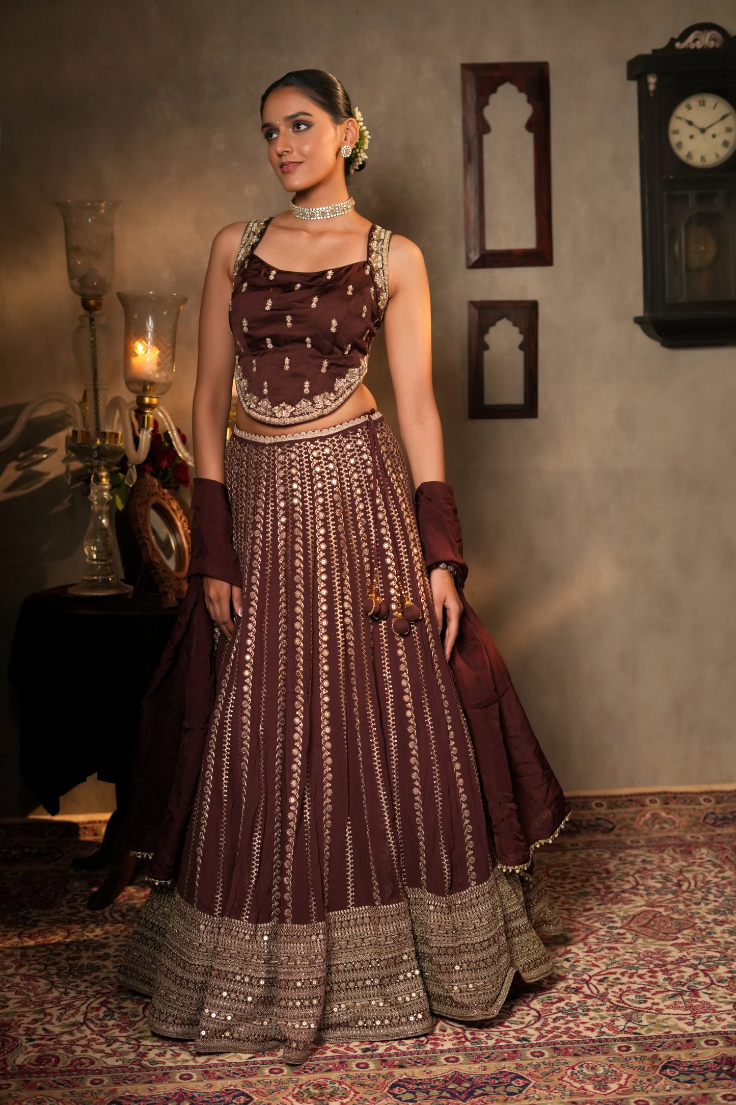 CARAMEL BROWN GEORGETTE LEHENGA