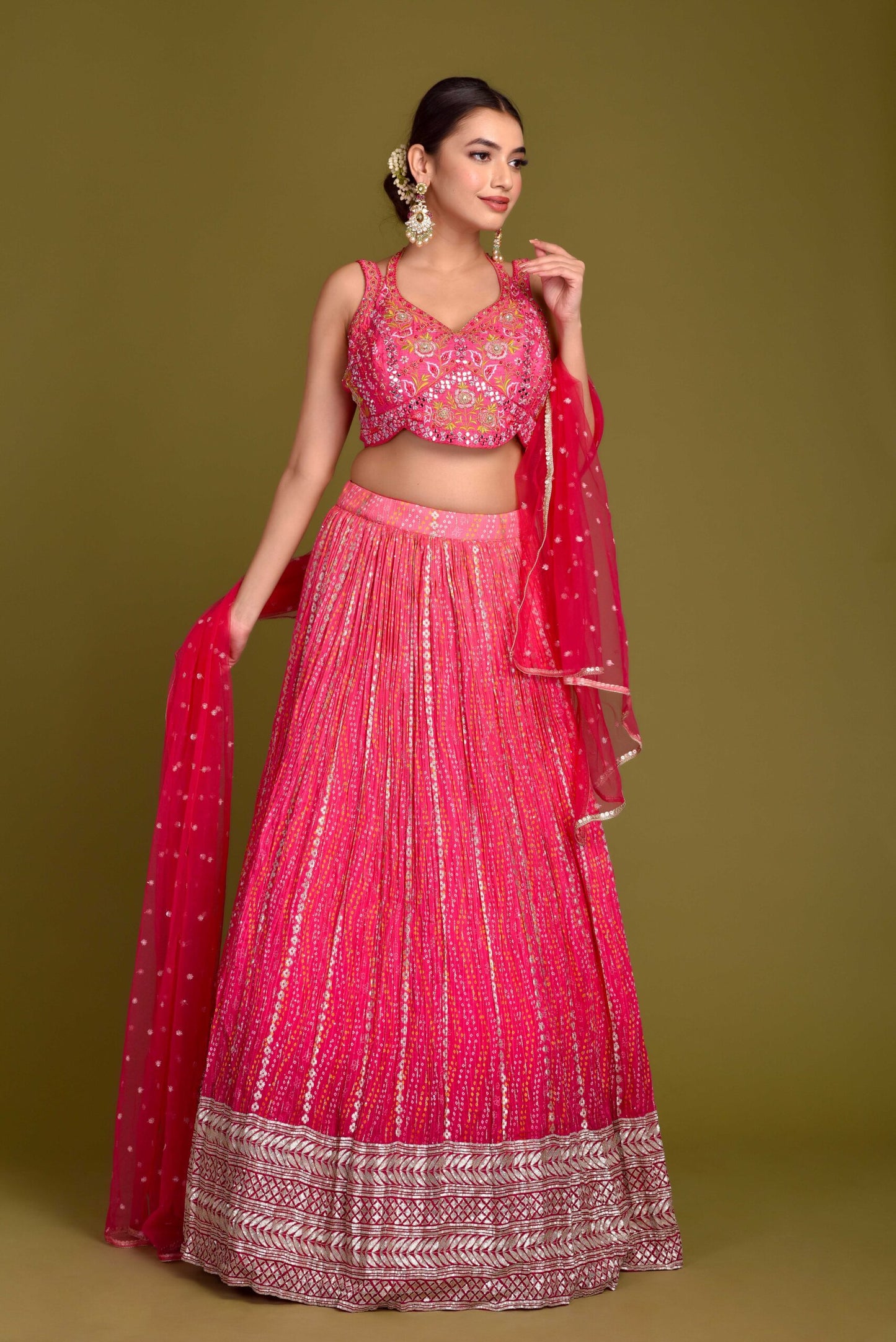 RUBY PINK BANDHEJ LEHENGA