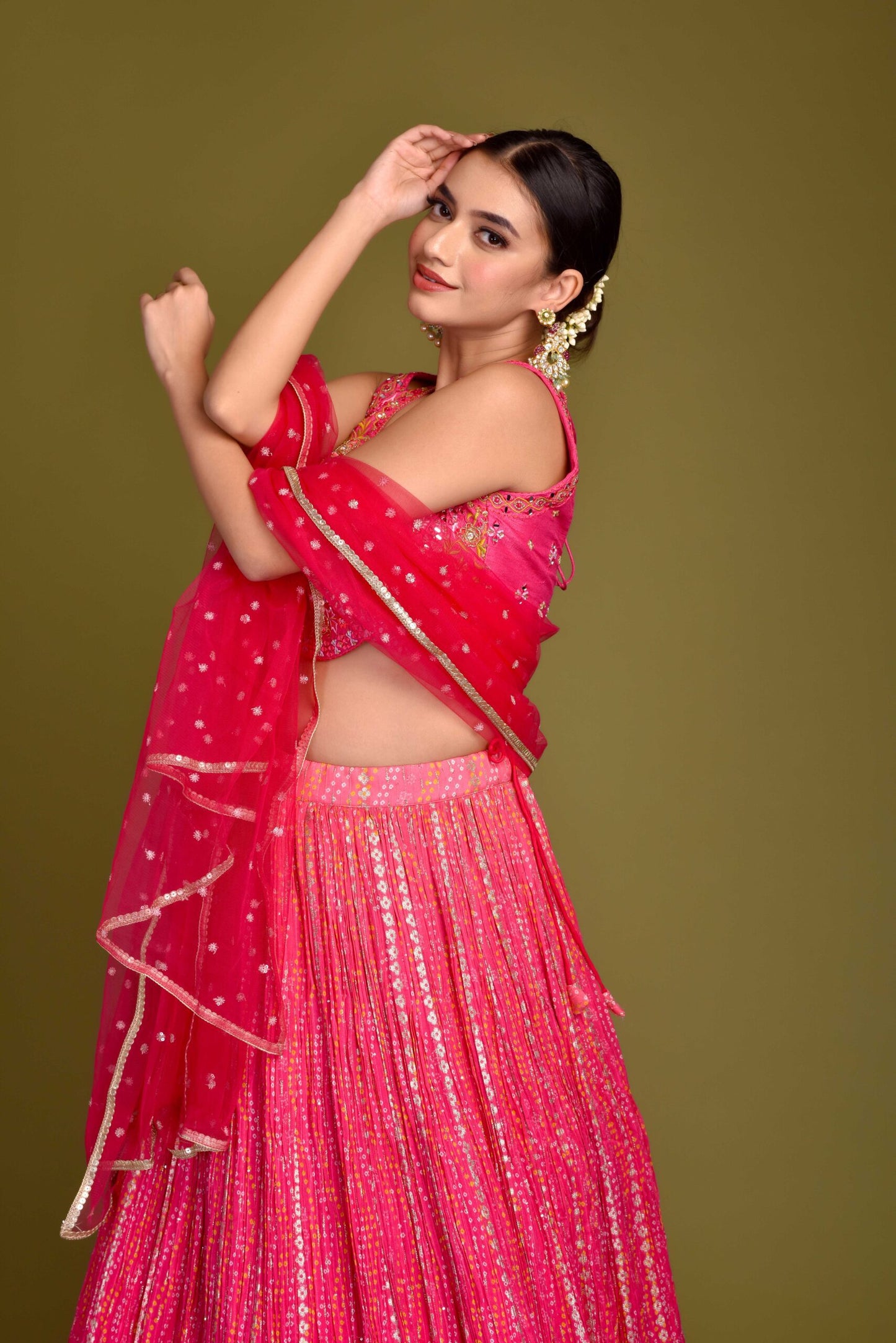 RUBY PINK BANDHEJ LEHENGA
