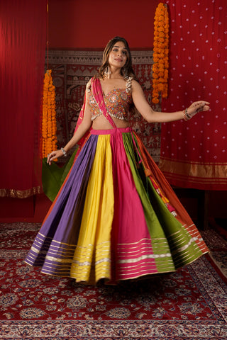 MULTI-COLOR KALI NAVRATRI LEHENGA