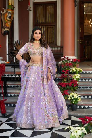 LAVENDER MULTI KALI LEHENGA