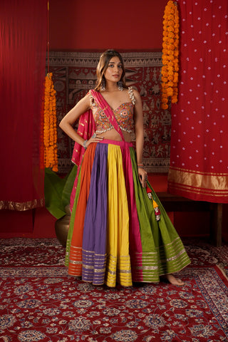 MULTI-COLOR KALI NAVRATRI LEHENGA