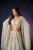 PASTEL LIGHT BLUE LEHENGA WITH CAPE SLEEVES