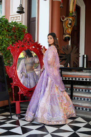 LAVENDER MULTI KALI LEHENGA