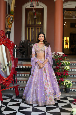 LAVENDER MULTI KALI LEHENGA